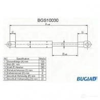 Амортизатор капота BUGIAD 6NBXO B 4043193100306 Audi A4 (B5) 1 Седан 1.8 T Quattro 150 л.с. 1995 – 2000 bgs10030