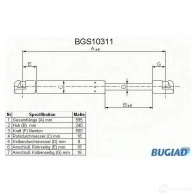 Амортизатор багажника, упор задней двери BUGIAD S NF9A61 Renault Laguna (B56) 1 Хэтчбек 3.0 24V (B56V) 190 л.с. 1997 – 2001 bgs10311 4043193103116