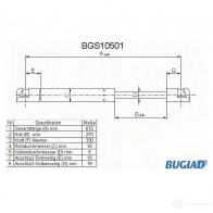 Амортизатор багажника, упор задней двери BUGIAD 4043193105011 O5 WF1Y 1503258 bgs10501