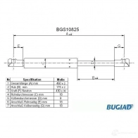 Амортизатор багажника, упор задней двери BUGIAD bgs10825 XML LDG Peugeot 307 1 (3AC, PF2) Хэтчбек 1.6 HDi 90 л.с. 2005 – 2025 4043193108258