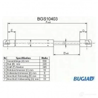 Амортизатор багажника, упор задней двери BUGIAD TR2 4I3 bgs10403 1503192 4043193104038