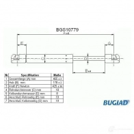 Амортизатор багажника, упор задней двери BUGIAD 4043193107794 Renault Megane (KA) 1 Универсал 1.6 16V (KA0B. KA04. KA11) 107 л.с. 1999 – 2003 0F MKXHA bgs10779