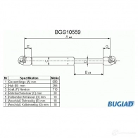 Амортизатор багажника, упор задней двери BUGIAD 8 7C72TX Volkswagen Transporter (T4) 4 Автобус 1.9 D 60 л.с. 1990 – 1995 bgs10559 4043193105592