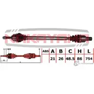 Вал приводной, перед. Правый NAKAYAMA AQBLP BQLO TX1 ND992NY 1425571437