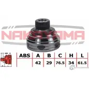 Шрус внешний, к-кт NAKAYAMA 4S 4RHX IPLJZ8 NJ147NY 1425575592