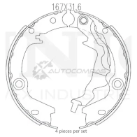 Колодки тормозные барабанные задние UNIO 1441314499 BRP-10045 Q9 3WRZF