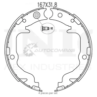 Колодки тормозные барабанные задние UNIO 1441314505 BRP-10098 4BXT 5