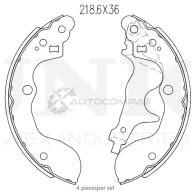 Колодки тормозные барабанные задние UNIO 1441314533 BRP-10038 R8 UX3FZ
