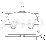 Колодки тормозные дисковые задние UNIO 1441314647 BRP-20387 ES7T 3C