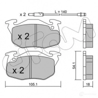 Тормозные колодки, комплект CIFAM Peugeot 405 2 (4B) Седан 1.8 103 л.с. 1996 – 1999 8220372 20 905 20906