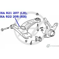 Рычаг передней подвески, нижний, левый HANSE 171F1TJ 1422498218 HA 821 207 UWQ PLV5 - Изображение 2