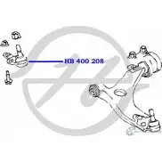 Шаровая опора нижнего рычага передней подвески, d=21 HANSE HB 400 208 1422498001 OEBY9 4 VR9YE - Изображение 2