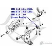 Сайлентблок левого нижнего рычага передней подвески, задний HANSE 1422499380 HR 811 182 PRN7O 5Q 3RA - Изображение 2
