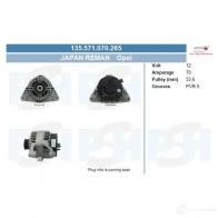 Генератор CV PSH 135571070265 RCU5 WOR 1437316243