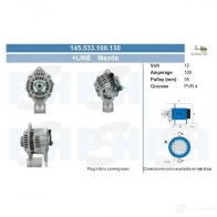 Генератор CV PSH 281391 145533100130 520M6W W