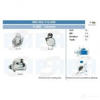 Стартер CV PSH 293207 M8LL 3XT 980502112080