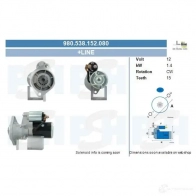 Стартер CV PSH 980538152080 Q87 0N 1437354843