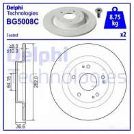 Тормозной диск DELPHI Honda BG5008C 89OI C