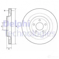 Тормозной диск DELPHI 5012759541456 9 05C9P BG4832C 1211320435