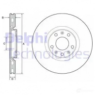 Тормозной диск DELPHI LI1 PKB 5012759503850 BG4457 Peugeot RCZ 1 (PF2) 2010 – 2015