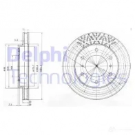 Тормозной диск DELPHI 5012759281093 Mitsubishi Pajero A5RXN E BG3812