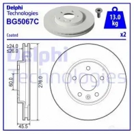 Тормозной диск DELPHI BG5067C Opel Astra (K) 5 Универсал 1.4 Turbo (35) 145 л.с. 2019 – 2025 NCY1F T