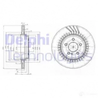 Тормозной диск DELPHI 5012759285077 BG3727 1596 4WZ 934891
