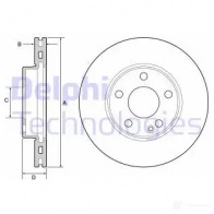 Тормозной диск DELPHI BG4554C Mercedes B-Class (W246) 2 Хэтчбек B OZDFK 5012759533666