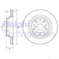 Тормозной диск DELPHI 22MSM9 X BG4685C Lexus LS (XF40) 4 2006 – 2017 5012759970423