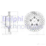 Тормозной диск DELPHI P OO5S 5012759459355 Porsche BG9097