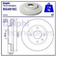 Тормозной диск DELPHI Opel Karl BG4818C 5012759541296 0EP3 W