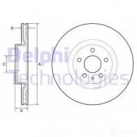 Тормозной диск DELPHI IE3 8KK 5012759533802 BG4654C Fiat 500L