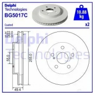 Тормозной диск DELPHI BG5017C Toyota EF 8LIMM