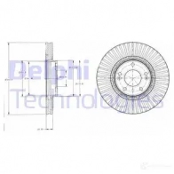 Тормозной диск DELPHI Kia Opirus (GH) 1 Седан 3.8 V6 267 л.с. 2006 – 2024 BG4309 2SS8 U 5012759467343