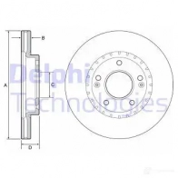 Тормозной диск DELPHI V 57LO BG4565 Hyundai Kona 5012759520192