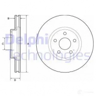 Тормозной диск DELPHI Y2A F7 BG4803C 1211320295