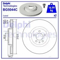 Тормозной диск DELPHI 2 25D1XS BG5044C Audi A1 (GB) 2 2018 – 2020