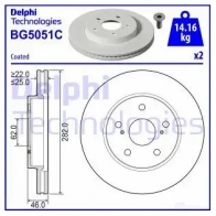 Тормозной диск DELPHI BG5051C 1437960313 64YO4S J