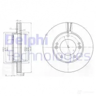 Тормозной диск DELPHI BG3858 5012759308776 N YEZNI Kia Sorento (JC, BL) 1 Кроссовер 2.5 CRDi 178 л.с. 2006 – 2024