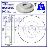 Тормозной диск DELPHI BG5092C S0 OR9MC Mercedes Sprinter (907, 910) 3 Фургон (3,5T) 2.1 316 CDI (9031. 9033. 9035. 9037) 163 л.с. 2018 – 2024