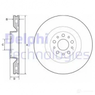 Тормозной диск DELPHI 1RF2 D BG4556 5012759524435 Opel Combo