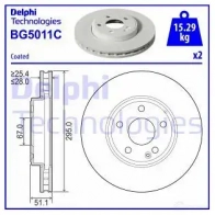 Тормозной диск DELPHI 1437954563 P2C QL BG5011C