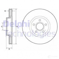 Тормозной диск DELPHI Volvo V40 BG4676C 5012759535844 S7 D4JN