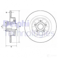 Тормозной диск DELPHI Renault BG9133RSC 58 YAJ6 5012759535332