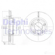 Тормозной диск DELPHI BG3085 OI43R 5H Mazda 323 (BA) 5 Хэтчбек 2.0 24V 144 л.с. 1994 – 1998 5012759063231