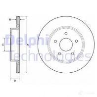 Тормозной диск DELPHI 935737 6KFQ F BG4779C 5012759975923