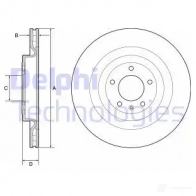 Тормозной диск DELPHI 5J9YV U Land Rover 5012759520239 BG9126