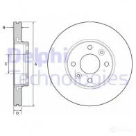 Тормозной диск DELPHI J NKP3T1 BG4459 5012759503867 Renault Captur (H50) 1 Кроссовер