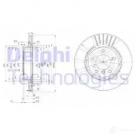 Тормозной диск DELPHI 5012759140604 8B 1L4 BG3527 Bmw 3 (E46) 4 Кабриолет 2.0 320 Cd 150 л.с. 2005 – 2007