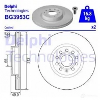 Тормозной диск DELPHI L HESO BG3953C 935124 5012759529775 - Изображение 5